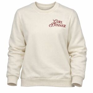 NWT Better Together Women’s Sweater Ivory Girl Dinner Cupcake Embroidered Small